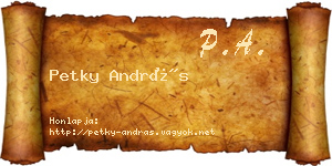 Petky András névjegykártya